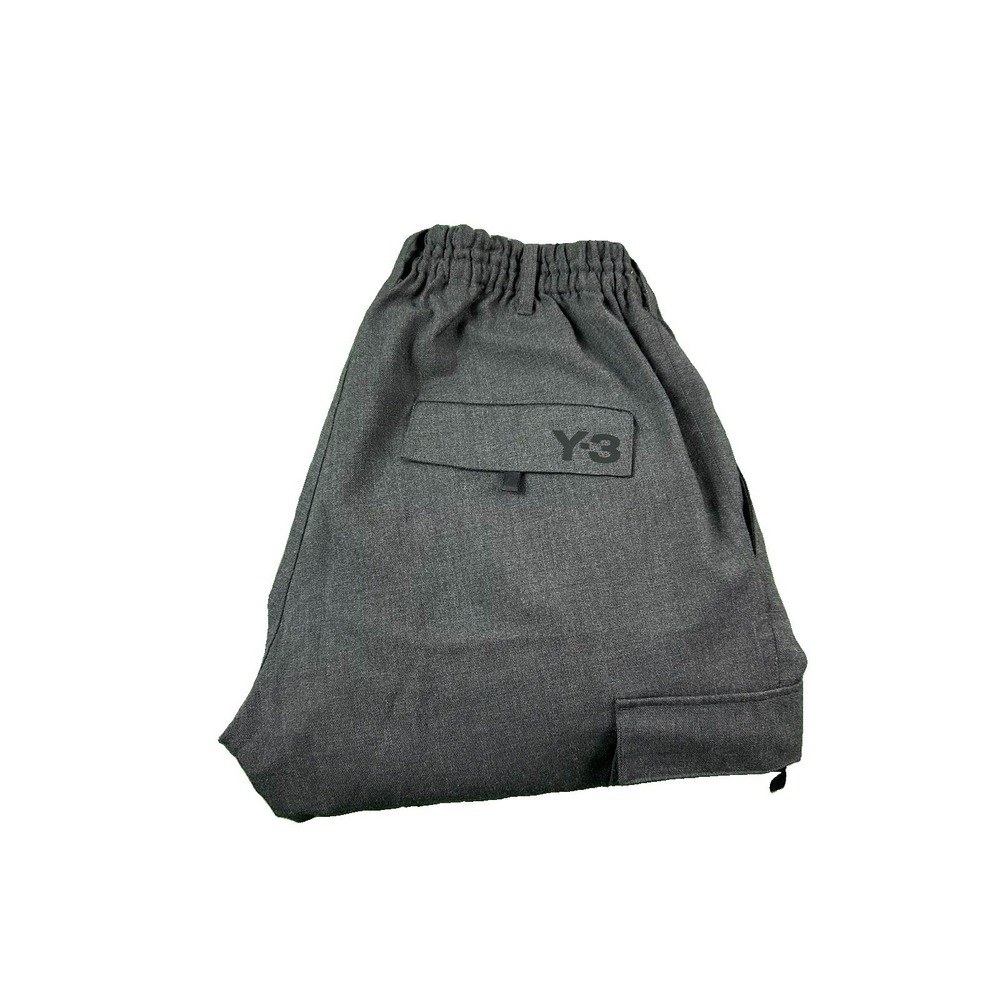 Y-3 Adidas Wool Blend Pleat Streetwear Gray Cargo Mens Jogger Pant Size Large